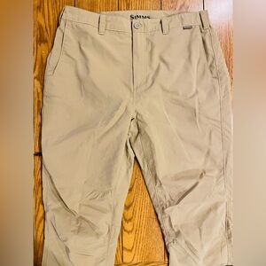 SIMMS Fishing Insect Shield Adjustable Pant, tan color, size 36